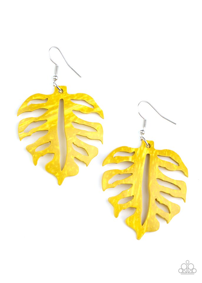 Shake Your PALMS PALMS - Yellow - Paparazzi Earring Image