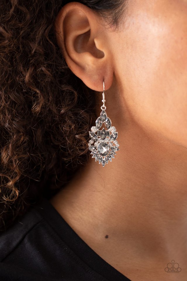 Ice Castle Couture - Silver - Paparazzi Earring Image