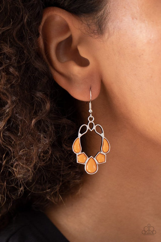 Its Rude to STEER - Orange - Paparazzi Earring Image