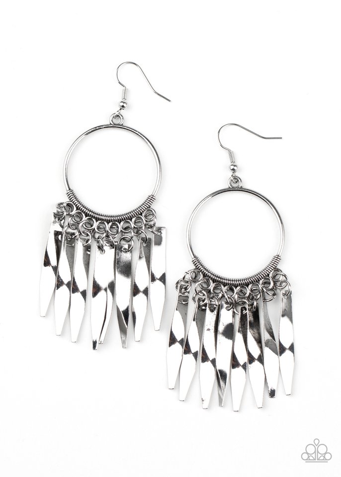 Let GRIT Be! - Silver - Paparazzi Earring Image