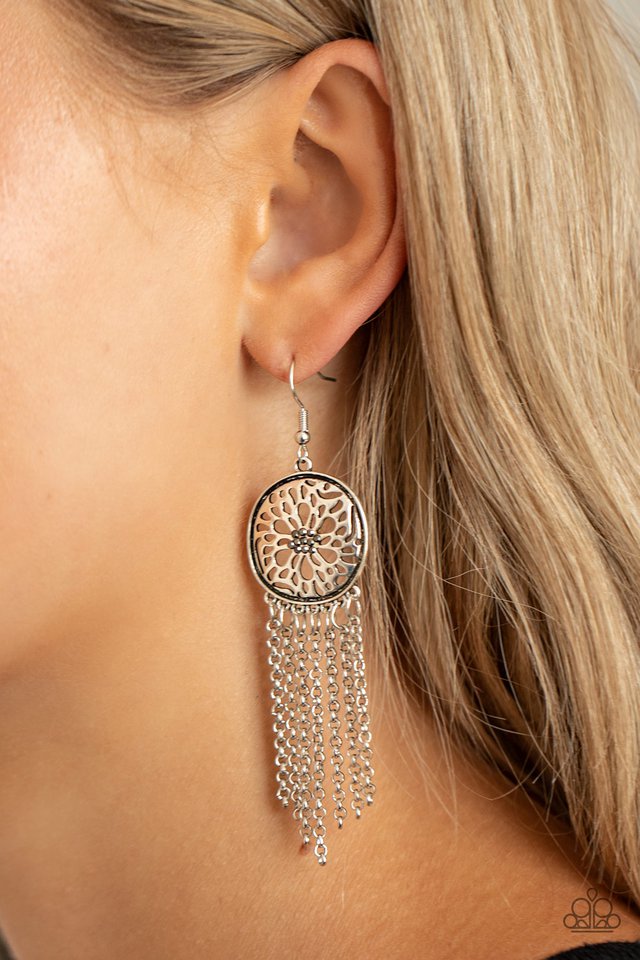 Blissfully Botanical - Silver - Paparazzi Earring Image