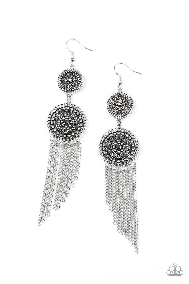 Medallion Mecca - Silver - Paparazzi Earring Image