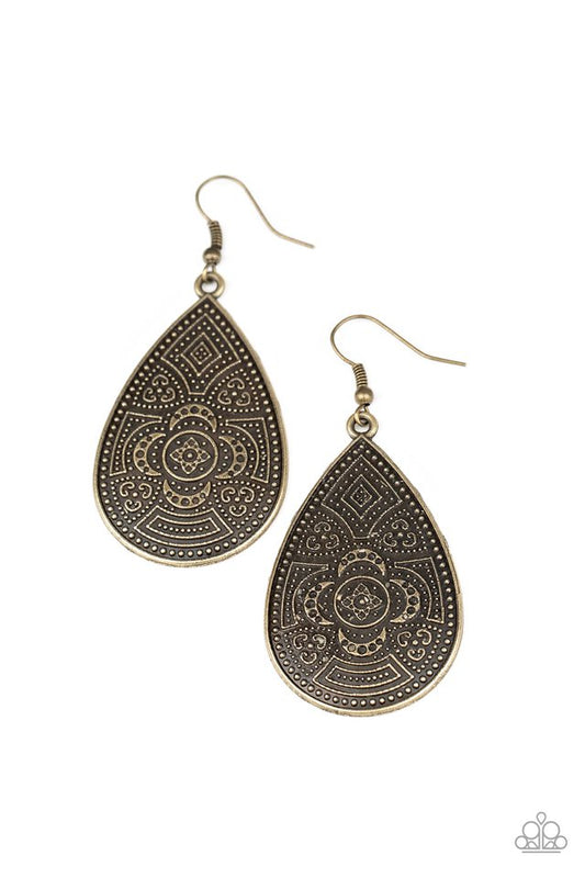 Tribal Takeover - Brass - Paparazzi Earring Image