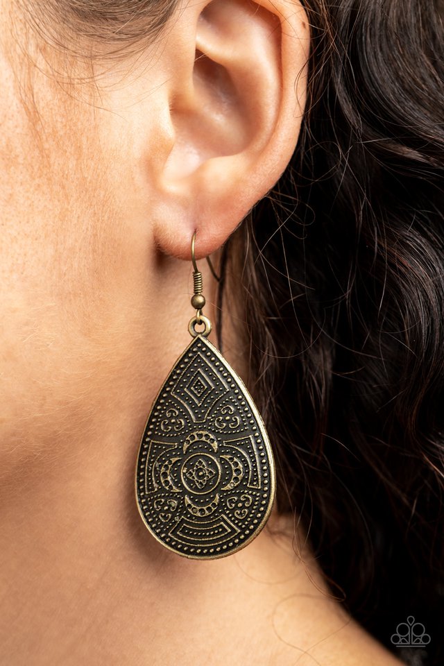 Tribal Takeover - Brass - Paparazzi Earring Image
