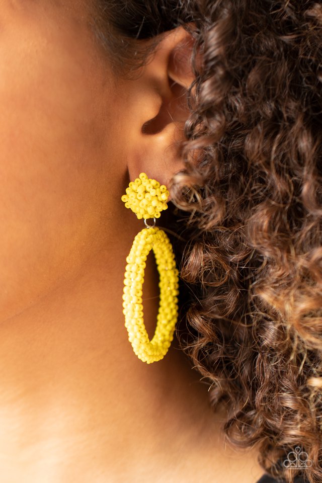 Be All You Can BEAD - Yellow - Paparazzi Earring Image