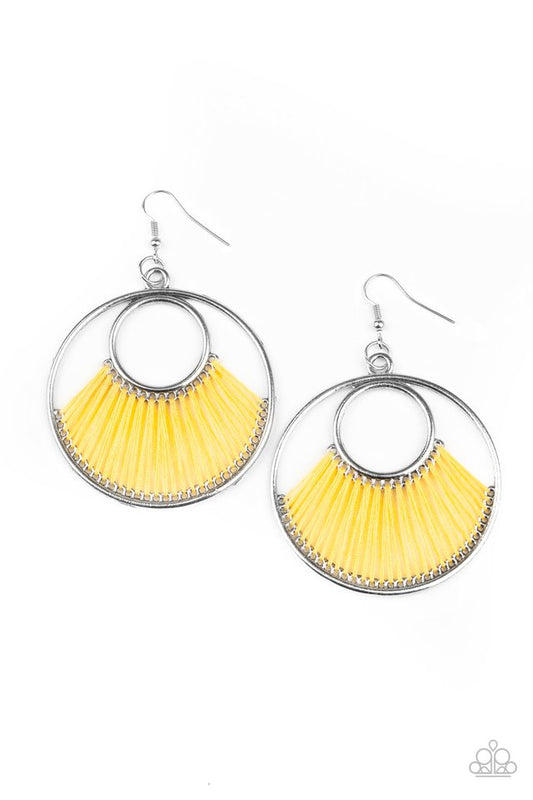 Really High-Strung - Yellow - Paparazzi Earring Image