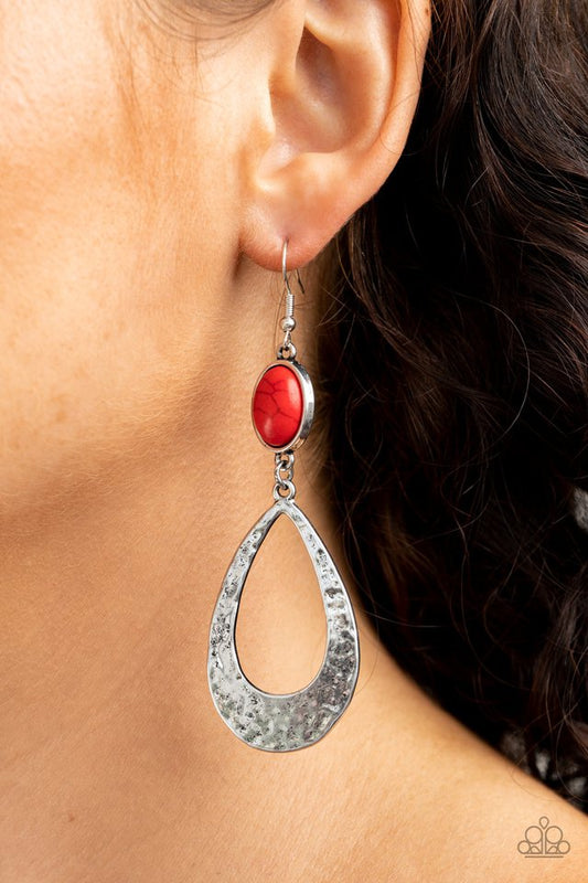 Badlands Baby - Red - Paparazzi Earring Image