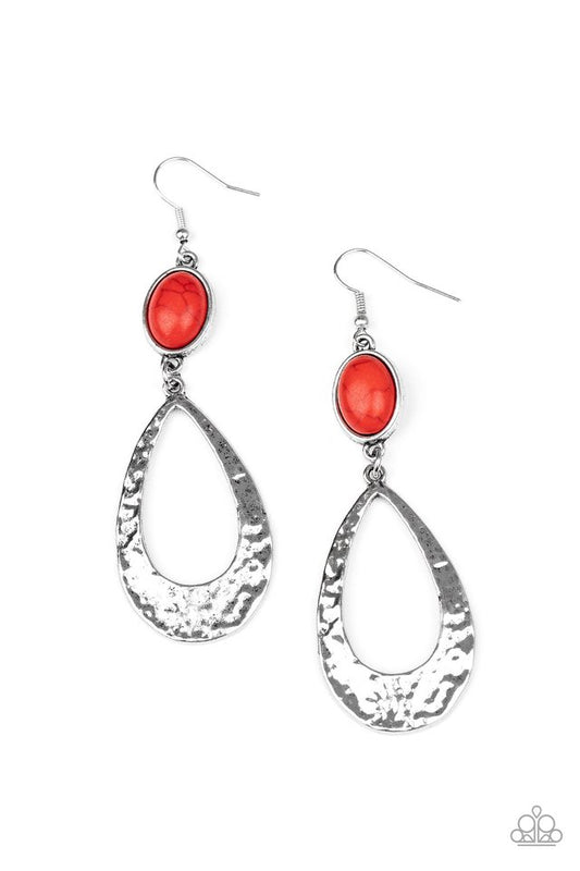 Badlands Baby - Red - Paparazzi Earring Image