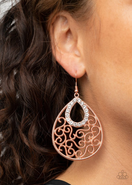 Seize The Stage - Copper - Paparazzi Earring Image