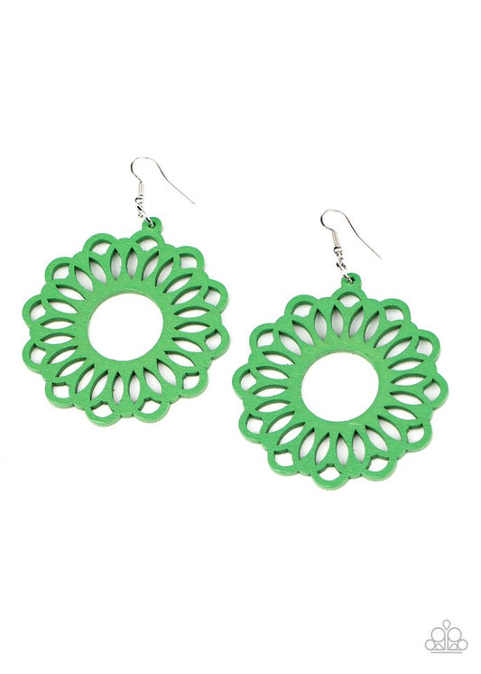 Dominican Daisy - Green - Paparazzi Earring Image
