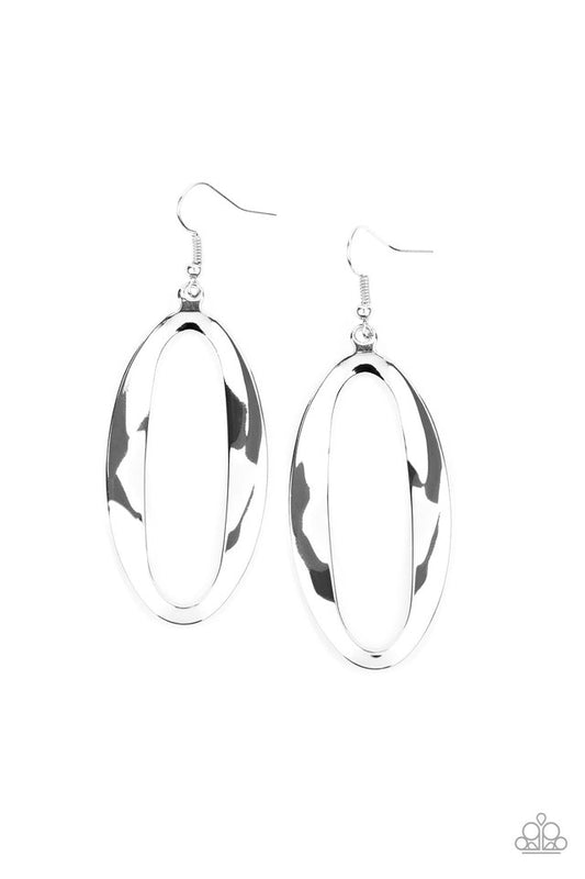 OVAL My Head - Silver - Paparazzi Earring Image