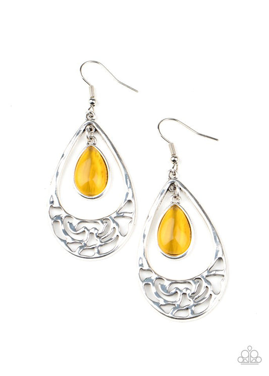 DEW You Feel Me? - Yellow - Paparazzi Earring Image