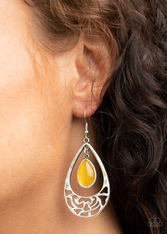 DEW You Feel Me? - Yellow - Paparazzi Earring Image