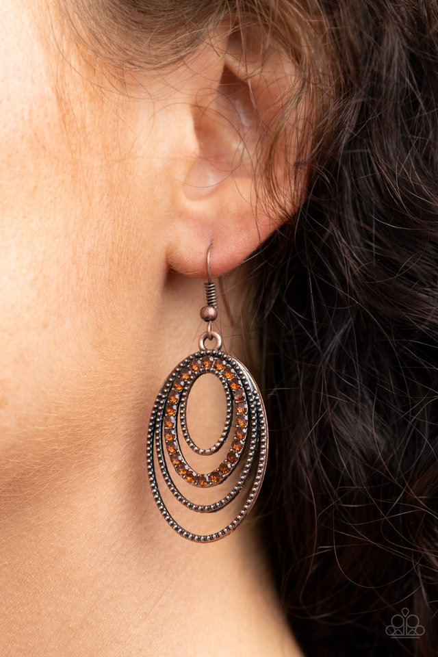 Date Night Diva - Copper - Paparazzi Earring Image