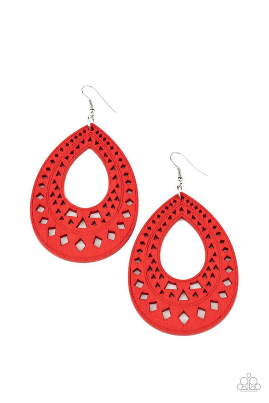 Belize Beauty - Red - Paparazzi Earring Image