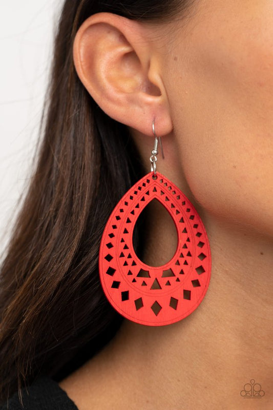 Belize Beauty - Red - Paparazzi Earring Image