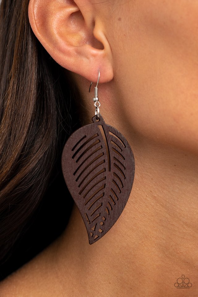 Tropical Foliage - Brown - Paparazzi Earring Image