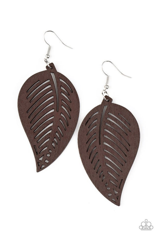 Tropical Foliage - Brown - Paparazzi Earring Image