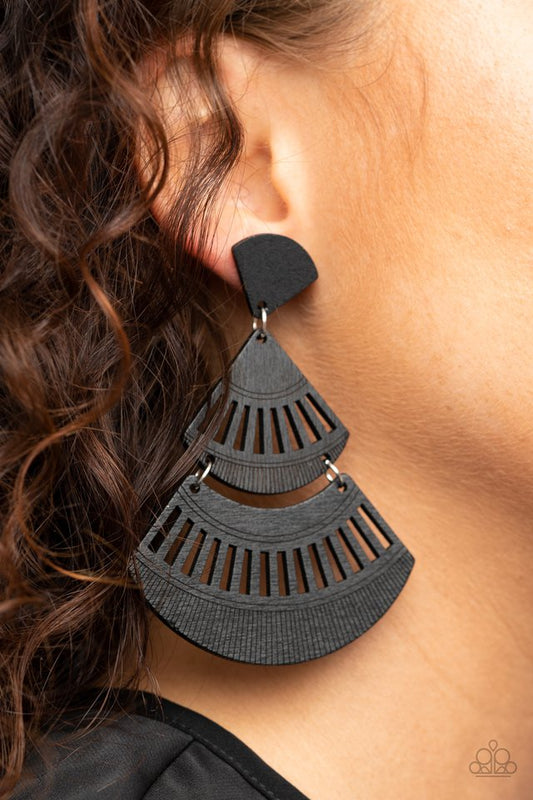 Oriental Oasis - Black - Paparazzi Earring Image