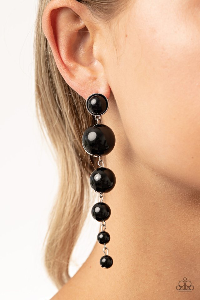 Living a WEALTHY Lifestyle - Black - Paparazzi Earring Image
