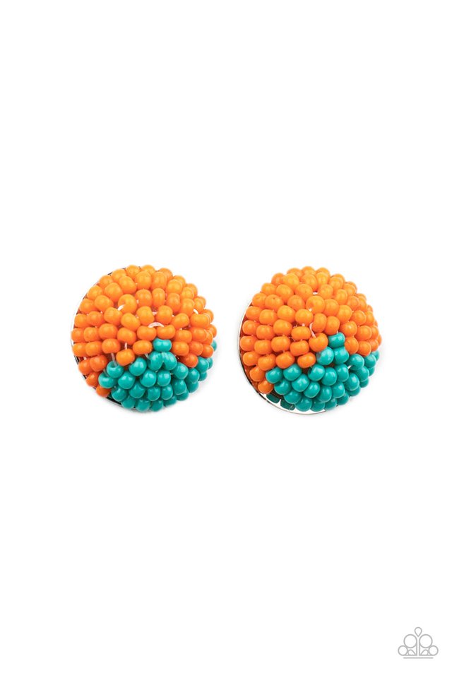 As Happy As Can BEAD - Orange - Paparazzi Earring Image