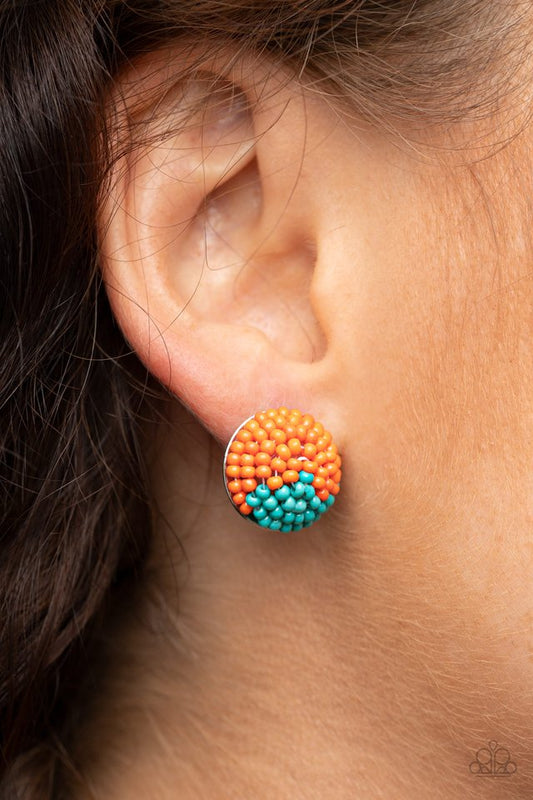 As Happy As Can BEAD - Orange - Paparazzi Earring Image