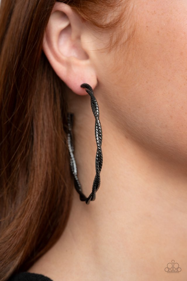 Totally Throttled - Black - Paparazzi Earring Image