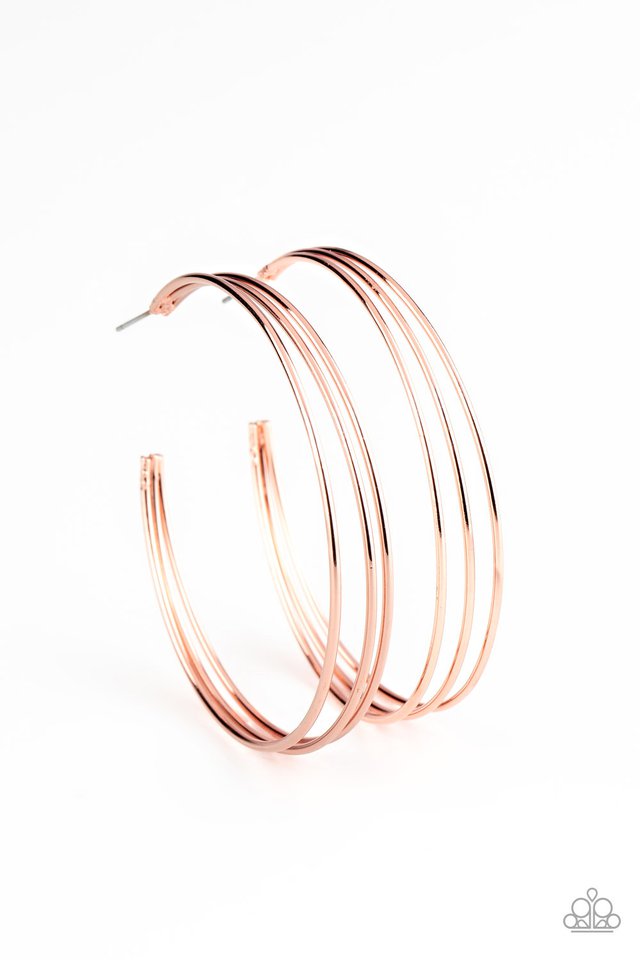 Rimmed Radiance - Copper - Paparazzi Earring Image