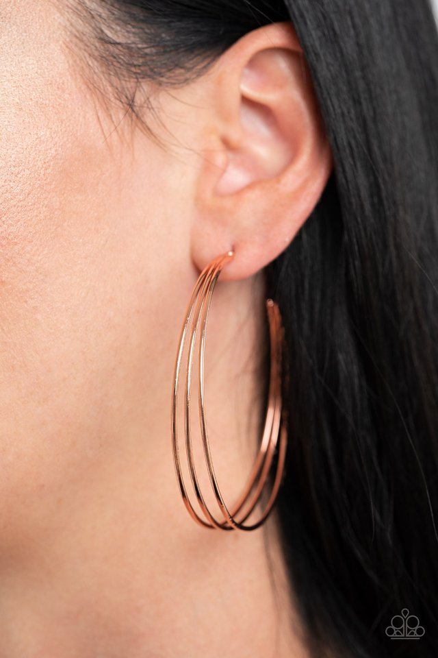 Rimmed Radiance - Copper - Paparazzi Earring Image
