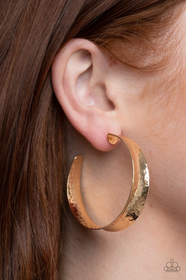 Fearlessly Flared - Gold - Paparazzi Earring Image