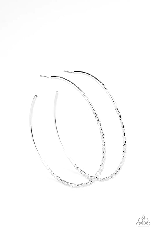 Paparazzi Earring ~ Embellished Edge - Silver