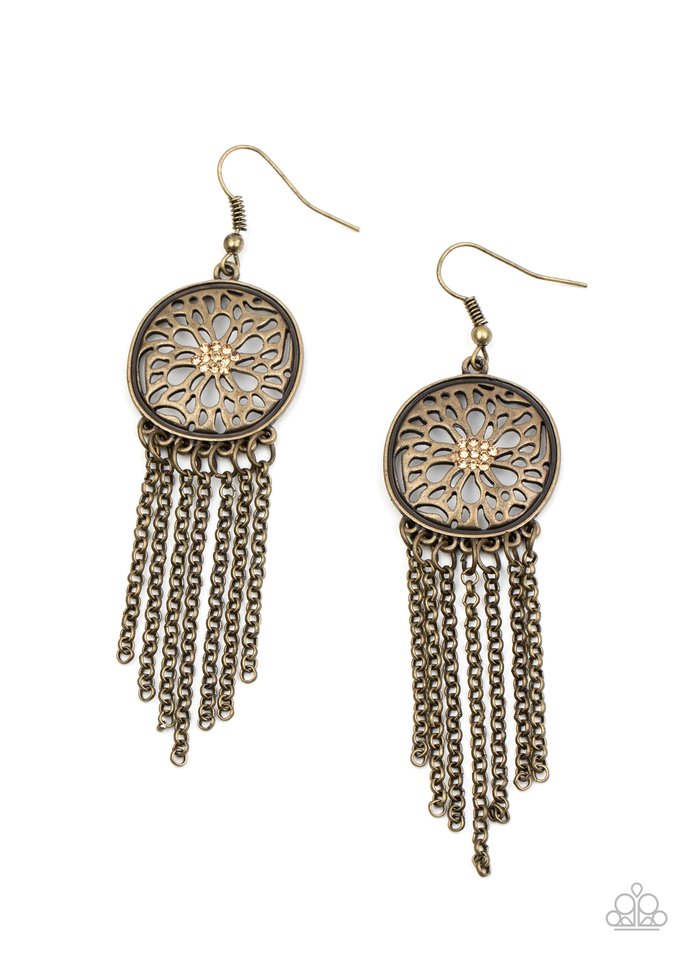 Blissfully Botanical - Brass - Paparazzi Earring Image