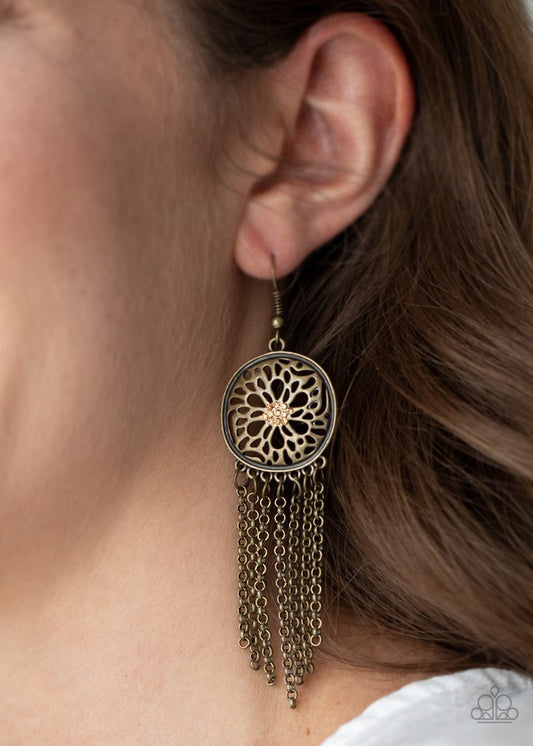 Blissfully Botanical - Brass - Paparazzi Earring Image