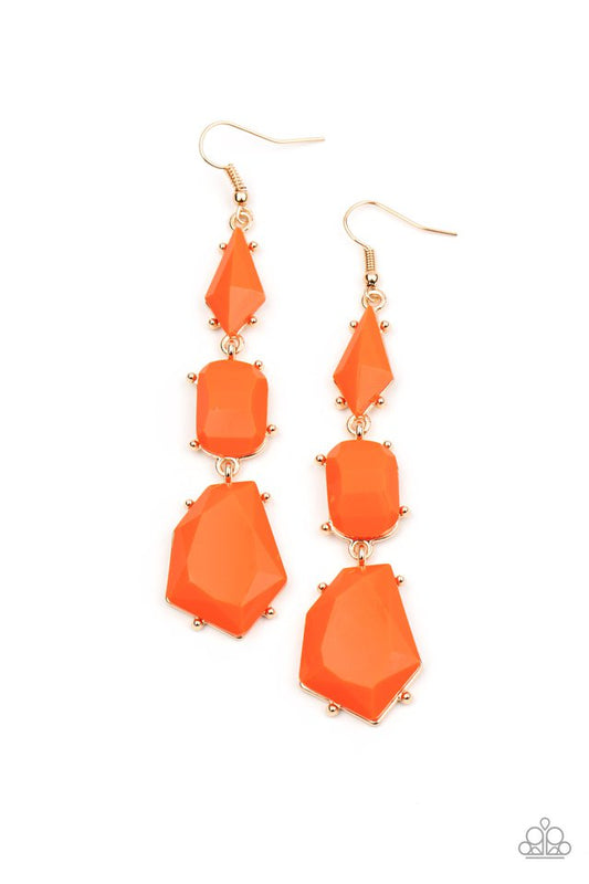 Geo Getaway - Orange - Paparazzi Earring Image