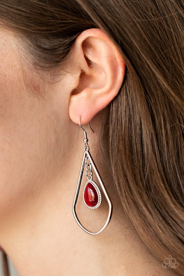 Ethereal Elegance - Red - Paparazzi Earring Image