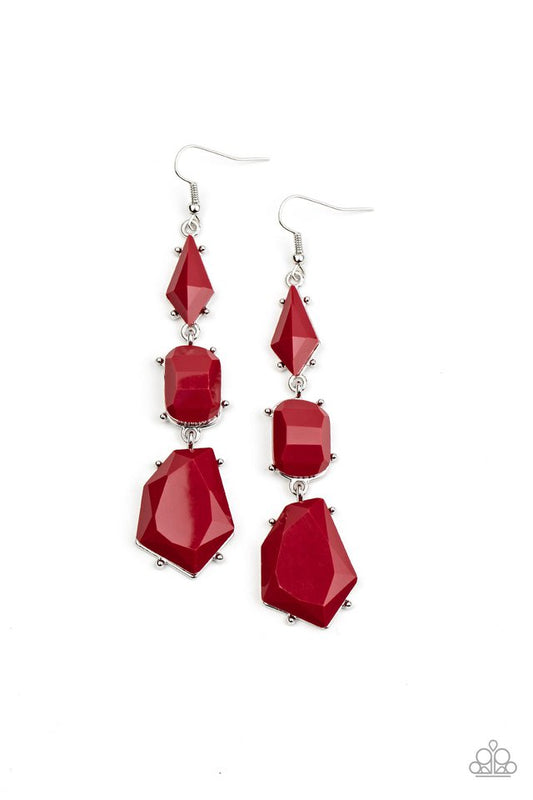 Geo Getaway - Red - Paparazzi Earring Image