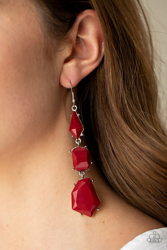 Geo Getaway - Red - Paparazzi Earring Image