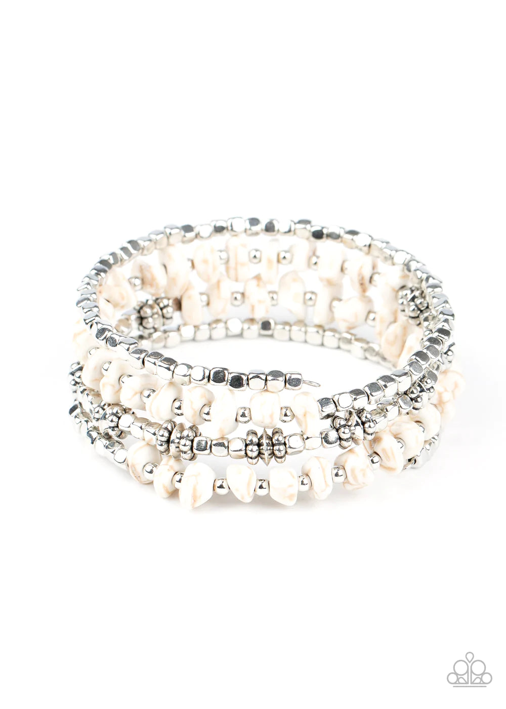 Pulsera Paparazzi ~ Rockin Renegade - Blanco