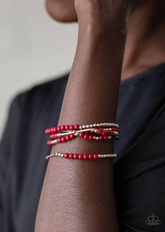 BEAD Between The Lines - Red - Paparazzi Bracelet Image