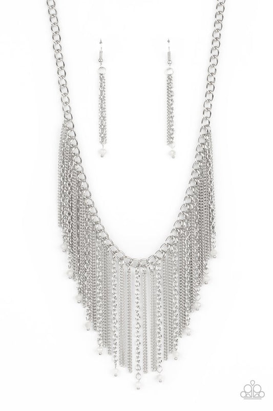 Cue The Fireworks - White - Paparazzi Necklace Image