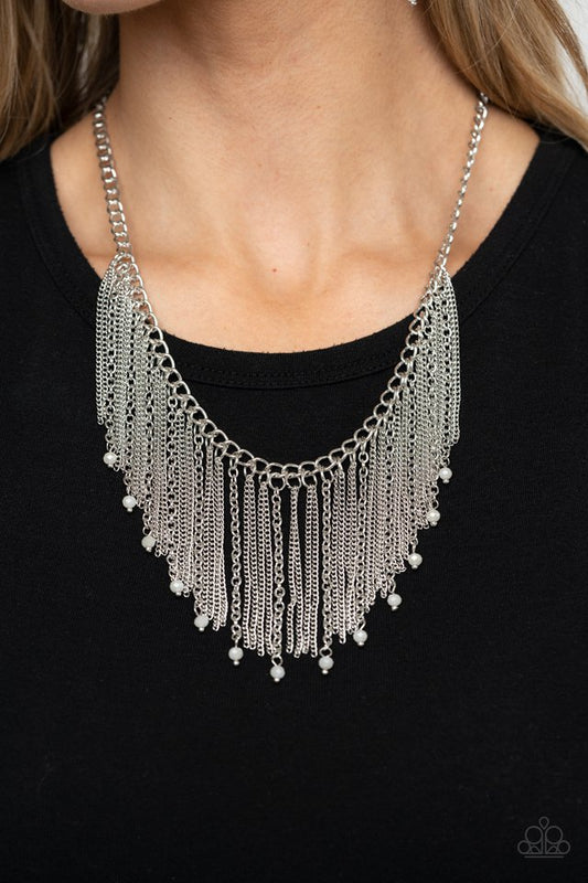 Cue The Fireworks - White - Paparazzi Necklace Image