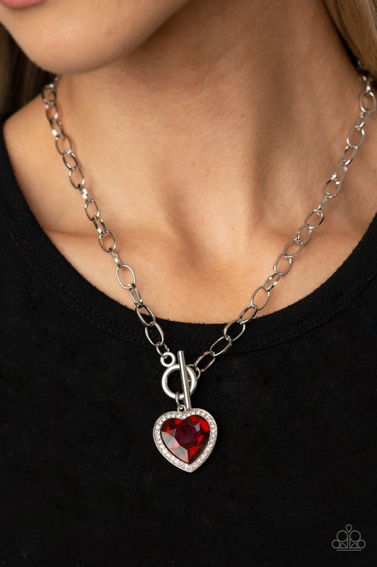 Check Your Heart Rate - Red - Paparazzi Necklace Image