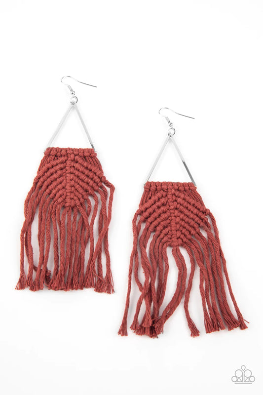 Paparazzi Earring ~ Macrame Jungle - Brown