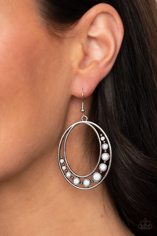 Crescent Cove - White - Paparazzi Earring Image