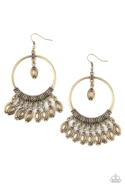 Metallic Harmony - Brass - Paparazzi Earring Image