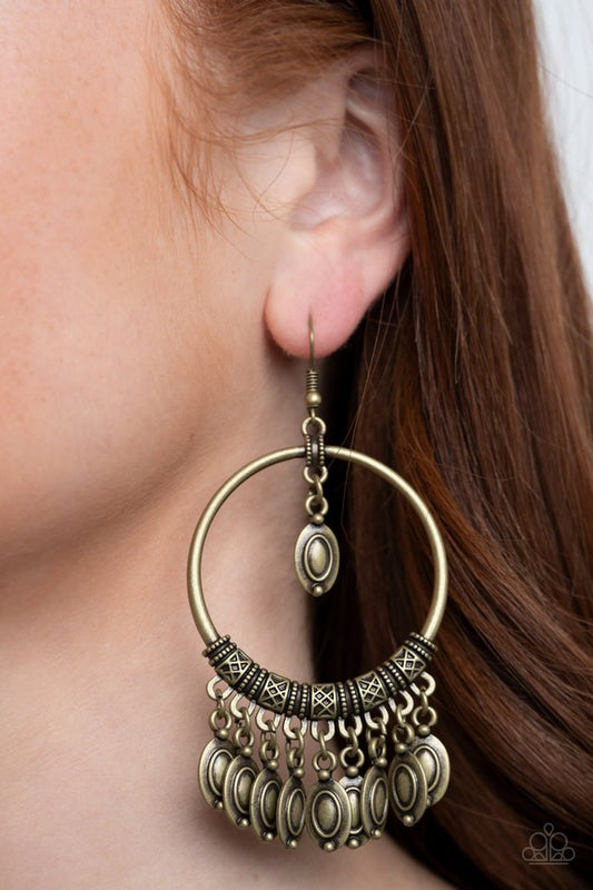 Metallic Harmony - Brass - Paparazzi Earring Image