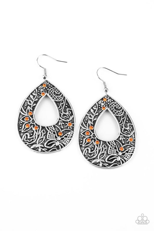 Botanical Butterfly - Orange - Paparazzi Earring Image