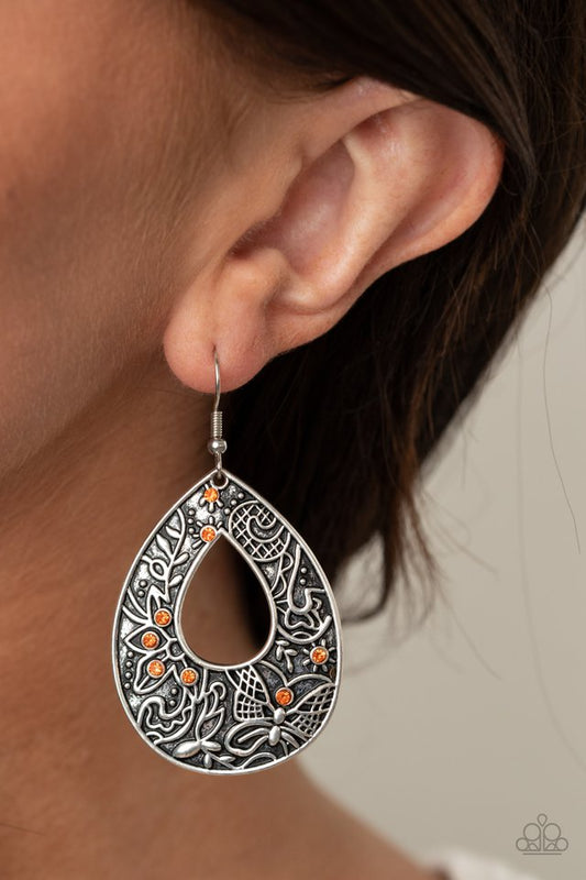 Botanical Butterfly - Orange - Paparazzi Earring Image