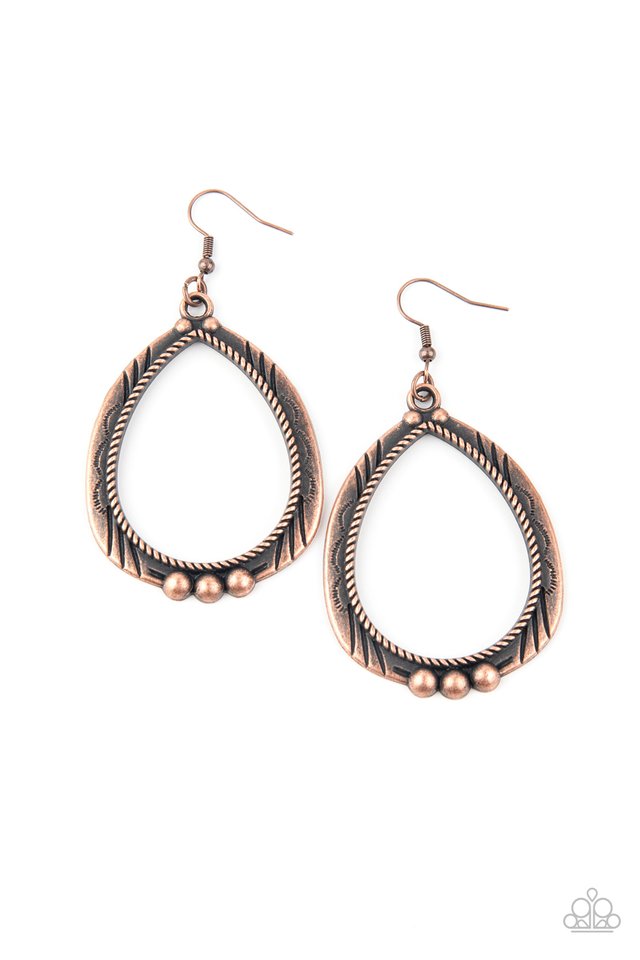 Terra Topography - Copper - Paparazzi Earring Image