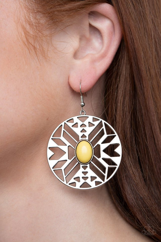 Southwest Walkabout - Yellow - Paparazzi Earring Image